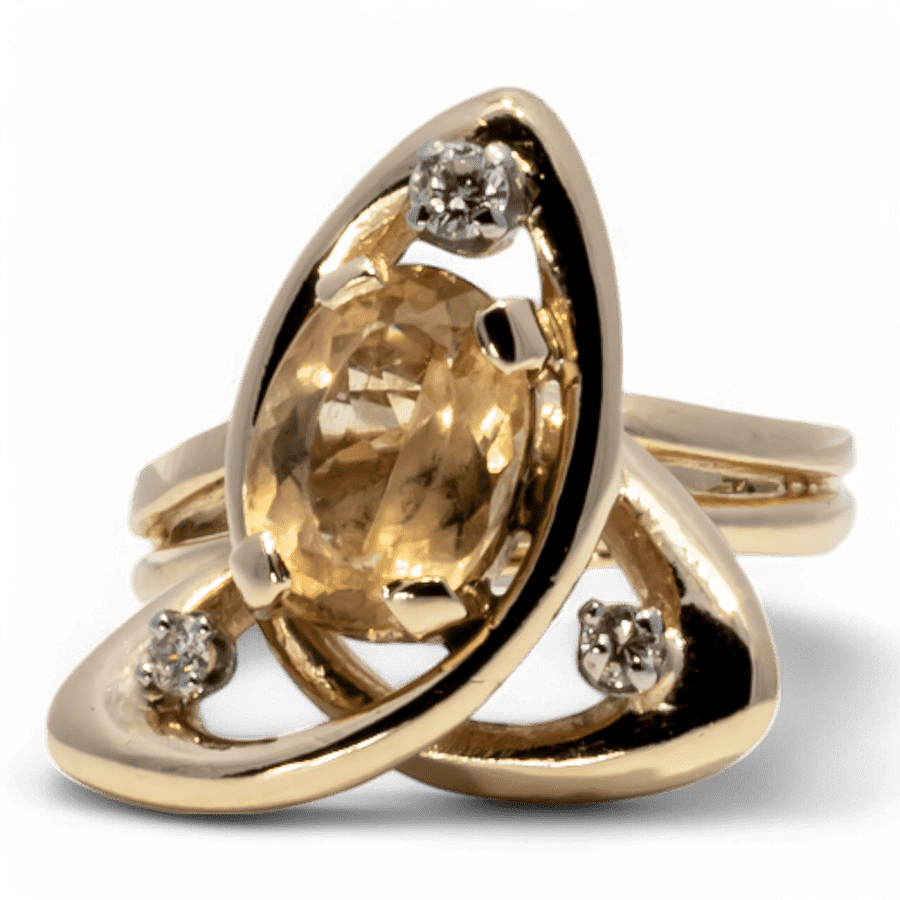  14k Yellow Gold Ring with 0.06 Total Carats of Diamonds 