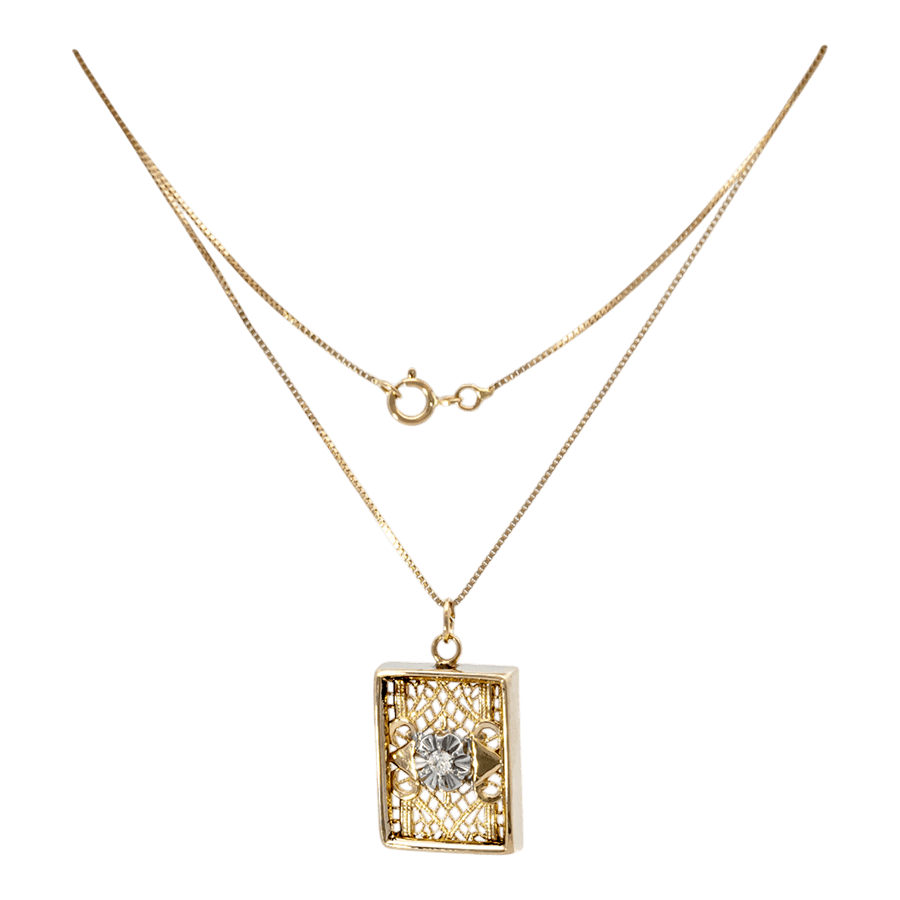  14k Yellow Gold Necklace with 0.05 Carats of Diamonds