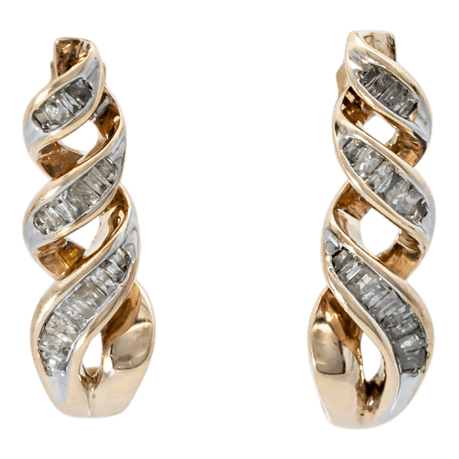  10k Yellow Gold Earrings with 0.64 Carats of Diamonds